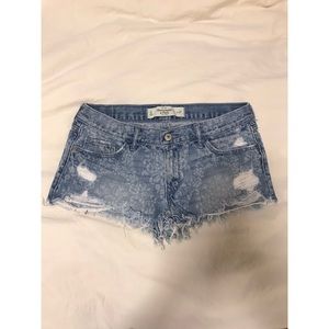 Hollister Frayed Floral/Brocade Print Denim Shorts